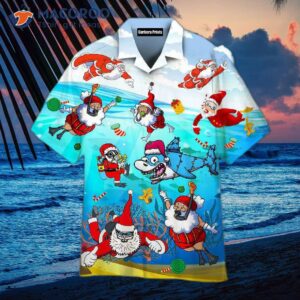 Scuba-diving Santa Claus Christmas In July Hawaiian Shirts