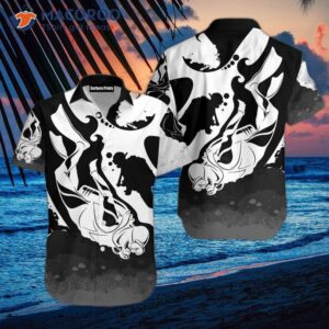 scuba diving white and black hawaiian shirts 0
