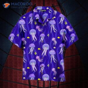 Sea Jellyfish On Dark Purple Hawaiian Shirts