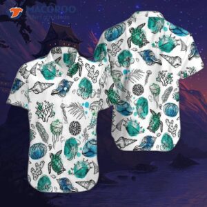 Sea Organisms And White Hawaiian Shirts Are Often Worn By Fish.