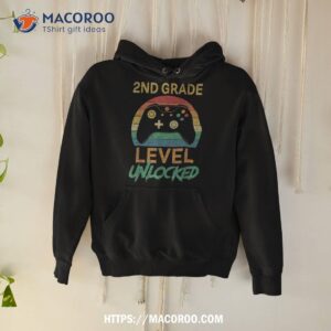 second grade level unlocked gamer 1st day of school boy kids shirt hoodie