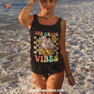 second grade vibes cute cat back to school retro 2nd grade shirt tank top