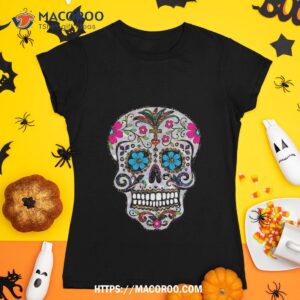 sequin print sugar skulls shirt tshirt 1