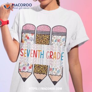 Seventh Grade Leopard Pencil Retro Teachers Back To School Shirt
