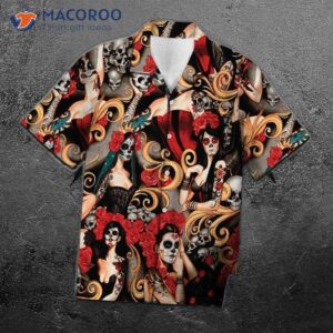 Sexy Girls’ Day Of The Dead Colorful Nice Hawaiian Shirts