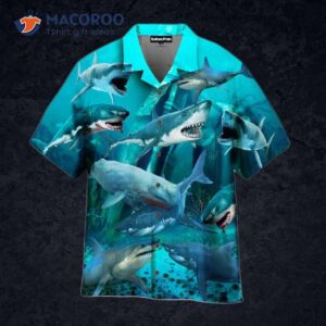 Shark-blue Hawaiian Shirts On The Beach