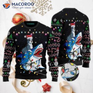 Shark Boston Terrier Ugly Christmas Sweater