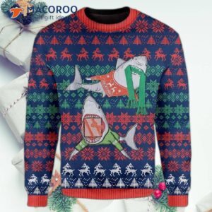 Shark-patterned Ugly Christmas Sweater