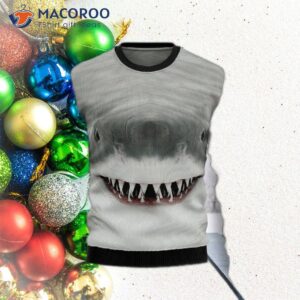 Shark-printed Ugly Christmas Sweater