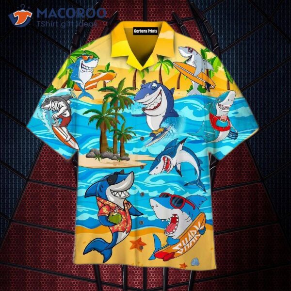 Sharks In Summer Hawaiian Shirts
