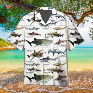 Sharks Of The World White Hawaiian Shirts