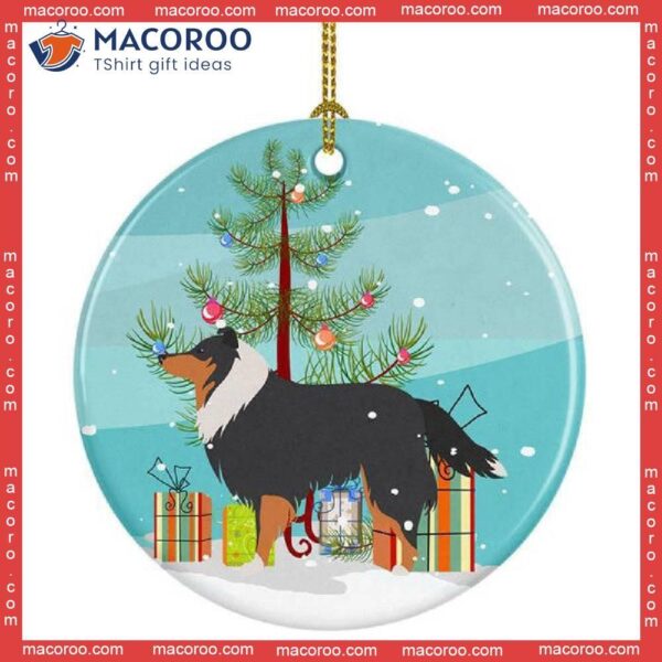 Sheltie Shetland Sheepdog Merry Christmas Tree Ceramic Ornament