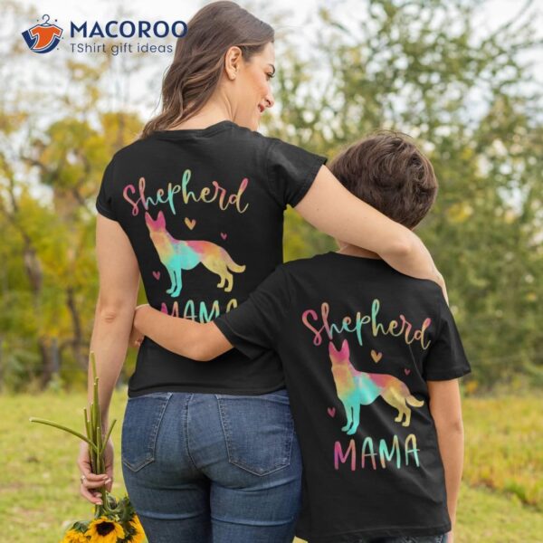 Shepherd Mama Colorful German Gifts Dog Mom Shirt