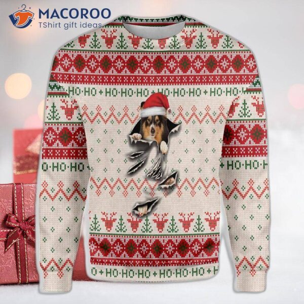 Shetland Sheepdog Scratchy Ugly Christmas Sweater