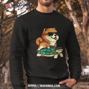 shiba riding turtle dog dad mom boy girl shirt sweatshirt
