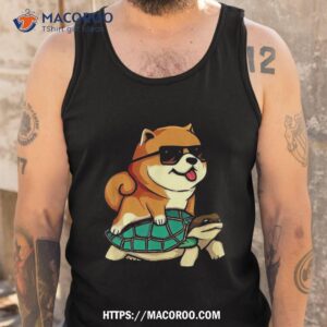 shiba riding turtle dog dad mom boy girl shirt tank top