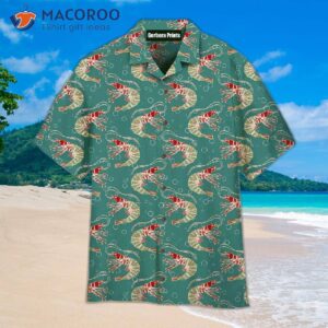 shrimp in turquoise water with bubbles and hawaiian shirts 1