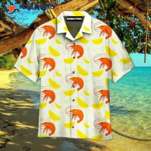 shrimp on yellow lemon slices hawaiian shirts 0