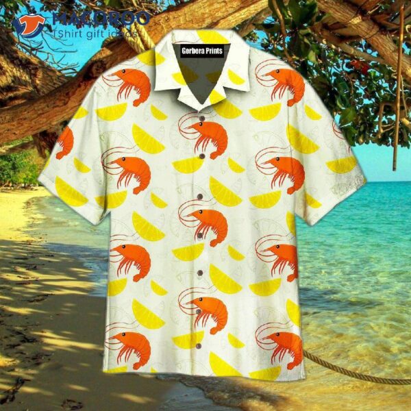 Shrimp On Yellow Lemon Slices Hawaiian Shirts