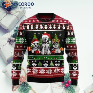 Siberian Husky Group Ugly Christmas Sweater
