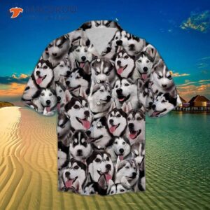 Siberian Husky-print Hawaiian Shirts