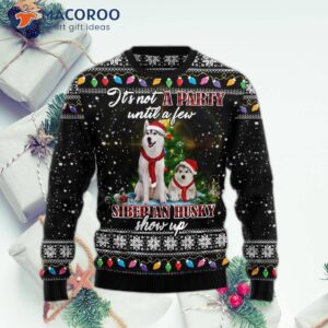 Siberian Husky Ugly Christmas Sweater Show Up