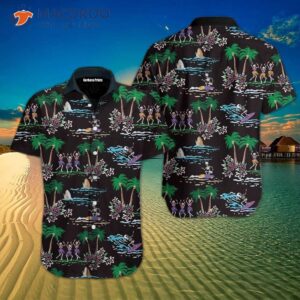 Skeleton Beach Halloween Black Hawaiian Shirts