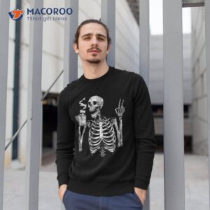 skeleton drinking coffee gothic peace sign halloween grunge shirt sweatshirt 1