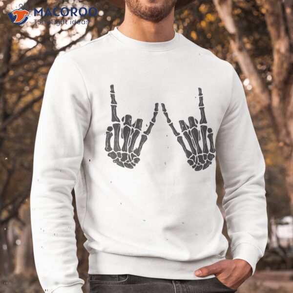 Skeleton Hand Gestures – Rock Hands Halloween Shirt