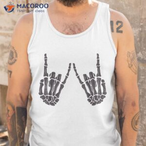 skeleton hand gestures rock hands halloween shirt tank top