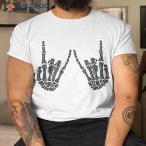 skeleton hand gestures rock hands halloween shirt tshirt