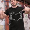 Skeleton Hands Heart Sign Retro Halloween Costume Girl Shirt