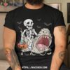 Skeleton Riding Mummy Shark Funny Halloween Pumpkin Kids Shirt