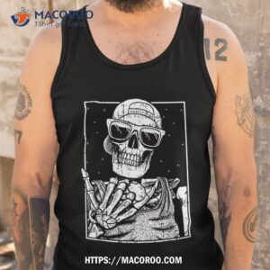 skeleton rock hand halloween costume cool music rocker shirt tank top