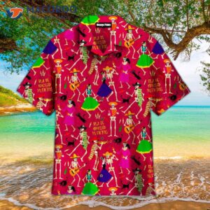 Skeletons Day Of The Dead Dia De Mexico Pattern Pink Hawaiian Shirts