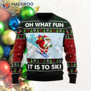 Skiing, Oh What Fun! Ugly Christmas Sweater.