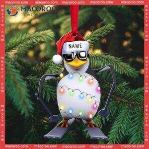 Skiing Penguin Custom-shaped Acrylic Christmas Ornament With Name