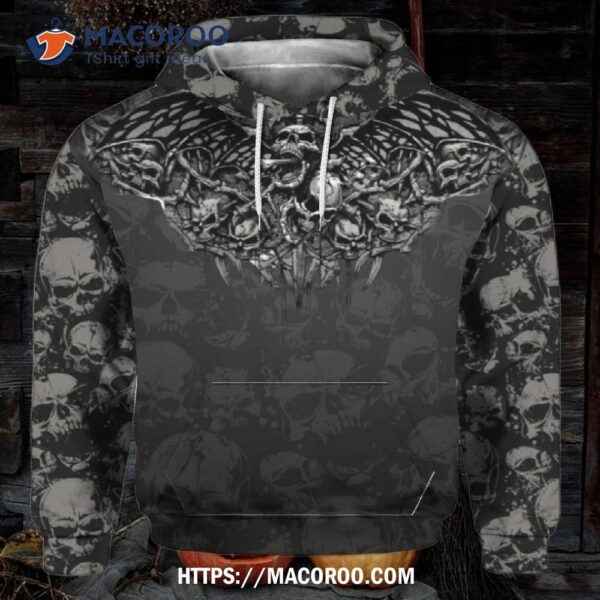 Skull All Over Print 3D Hoodie, Halloween Candy Gifts