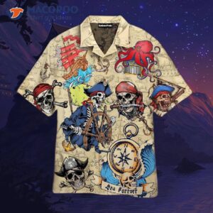 Skull And Pirate White Hawaiian Shirts