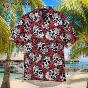 Skull And Rose Vintage Day Of The Dead Hawaiian Shirts