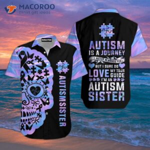 Skull Autism Sister Awareness Day Hawaiian Shirts