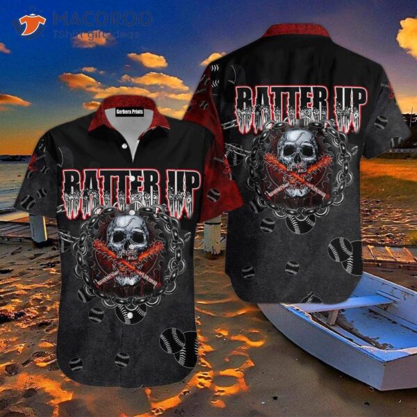 Skull Baseball “batter Up” Hawaiian Shirts