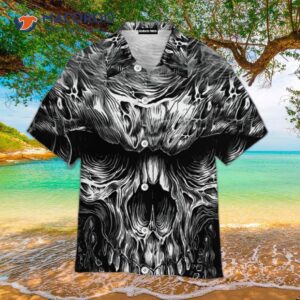Skull Black And White Hawaiian Shirts