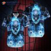 Skull Blue Flame Skeleton Drummer Halloween Hawaiian Shirts