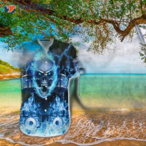 Skull Blue Flame Skeleton Drummer Halloween Hawaiian Shirts