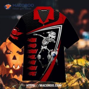 Skull Bowling Black And Red Hawaiian Shirts, Diy Halloween Gifts