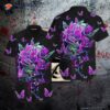 Skull Butterfly Purple Black Hawaiian Shirts