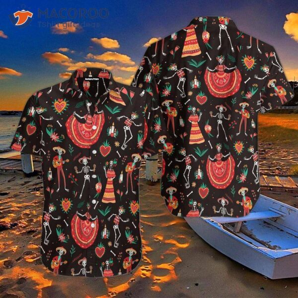 Skull Day Of The Dead Flower Hawaiian Shirts