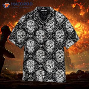 Skull Day Of The Dead Pattern Black Hawaiian Shirts