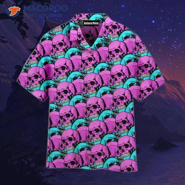 Skull Day Of The Dead Pattern Purple Hawaiian Shirts